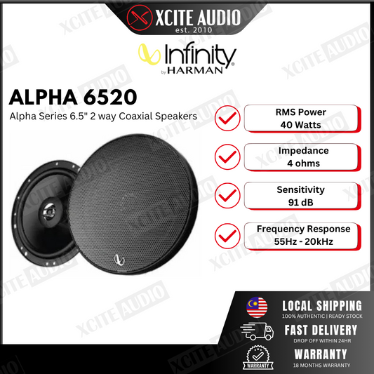 Infinity ALPHA 6520 6.5" 2-Way 280W Peak Car Coaxial Speakers