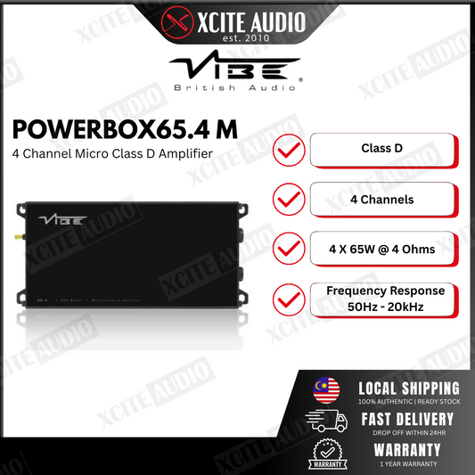 VIBE POWERBOX65.4M : Powerbox 520 Watt Micro 4 Channel Plug & Play Car Amplifier