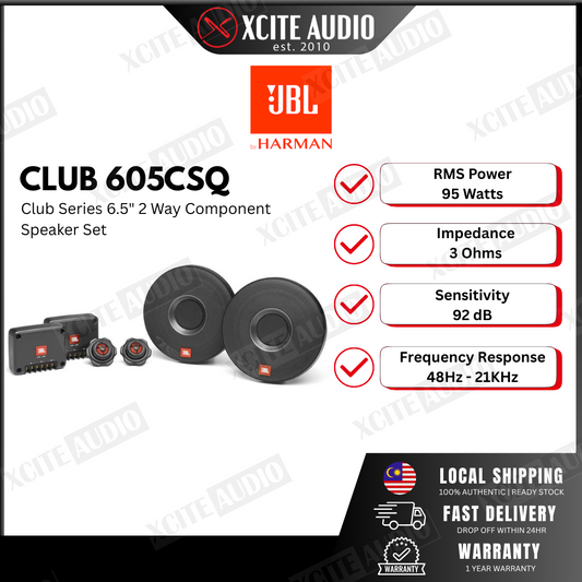 JBL Club Series 605CSQ - Sound Quality (SQ) Category 6.5"inch 2-Way Component Car Speaker System