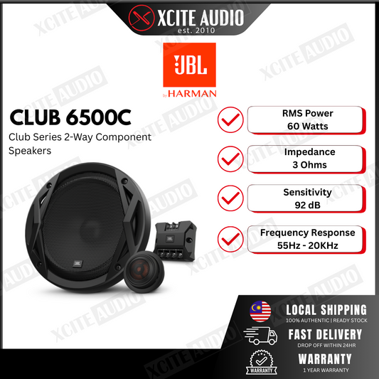 JBL CLUB 6500C 6.5" 60 Watts Club Series 2-Way Component Car Speakers