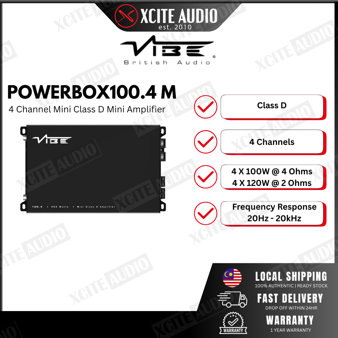 VIBE POWERBOX100.4M – 4 Channel Class D Mini Size Car Amplifier