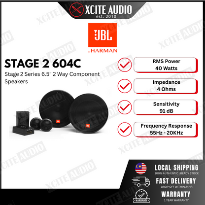 JBL Stage2 604C 6.5" (160mm) 2-Way 270Watts Component Car Speakers