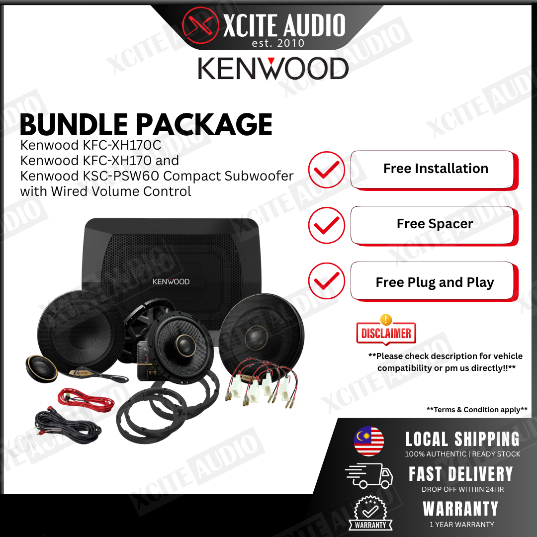 MERDEKA SALES! - Front and Rear 6.5" Car Speaker with Active Subwoofer Bundle Set (DLS / INFINITY / KENWOOD)