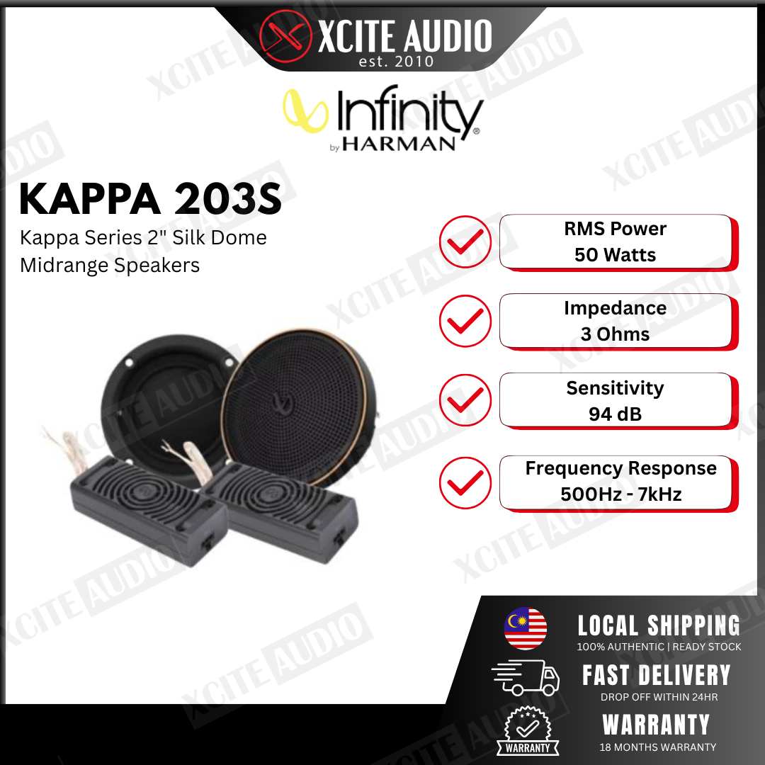 Infinity Kappa 203S Kappa Series 2" Silk Dome Midrange Speakers