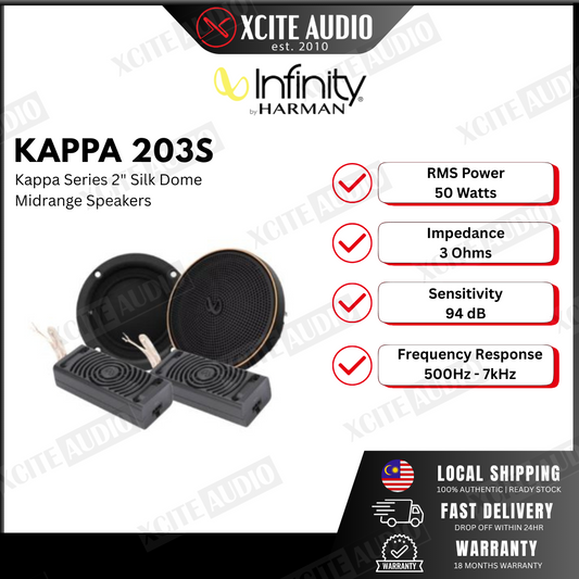 Infinity Kappa 203S Kappa Series 2" Silk Dome Midrange Speakers