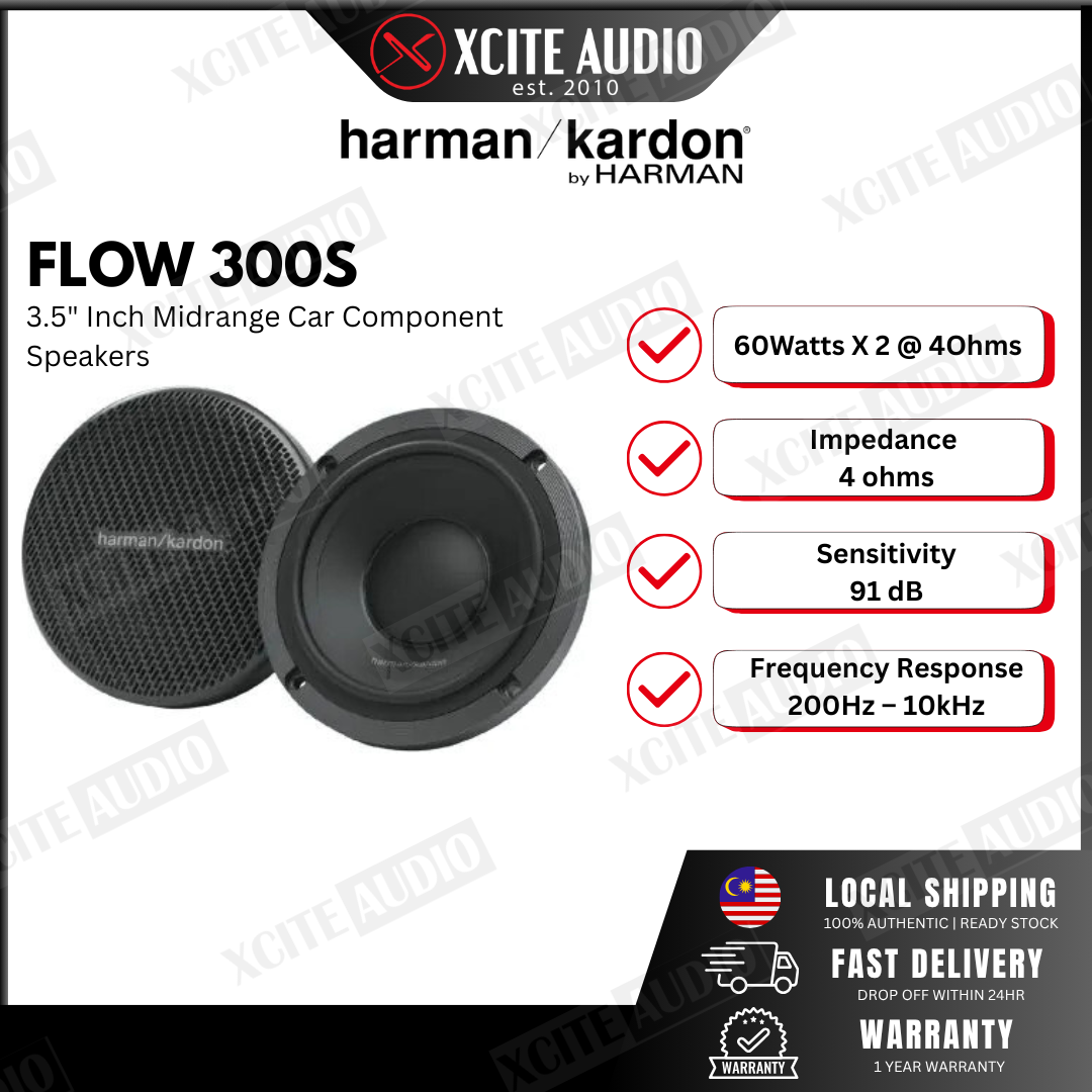 harman/kardon FLOW 300S | 3.5" Inch Car Component Midrange Speakers | 60watt RMS x 2 @4ohms