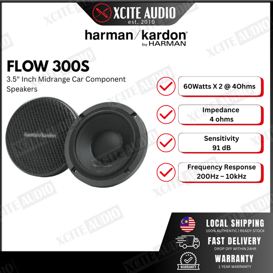 harman/kardon FLOW 300S | 3.5" Inch Car Component Midrange Speakers | 60watt RMS x 2 @4ohms