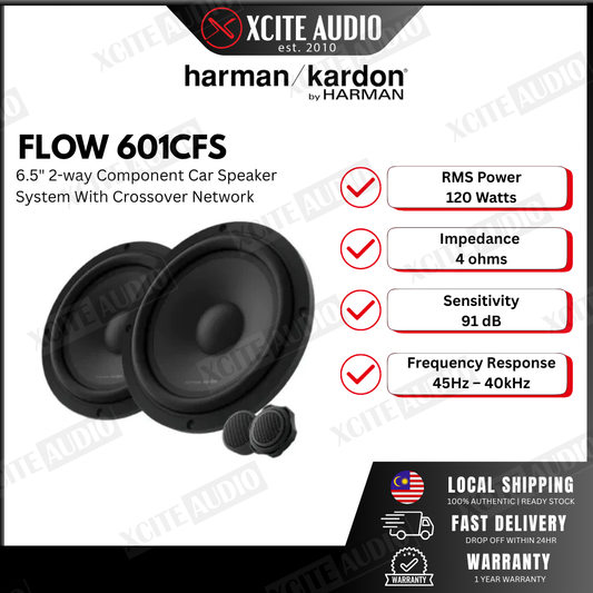 harman/kardon FLOW 601CFS | 6.5" 120W RMS 2-way Component Car Speaker System Without Crossover