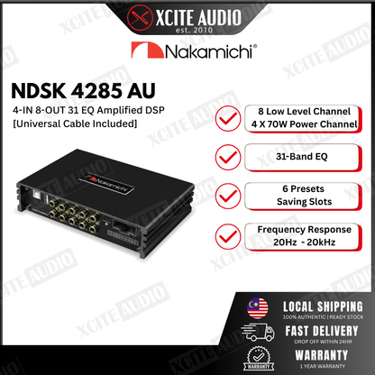 Nakamichi NDSK4285AU(new model) 4-IN 8-OUT 31 EQ Amplified DSP [Universal Cable Included]
