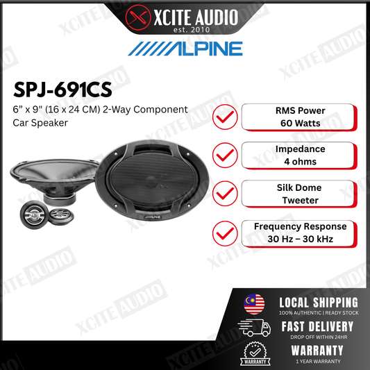 Alpine SPJ-691CS 6” x 9" (16 x 24 CM) 2-Way Component Car Speaker