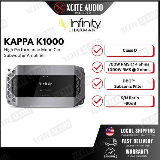 Infinity Kappa K1000 Kappa Series 2600W Monoblock Class-D Car Amplifier