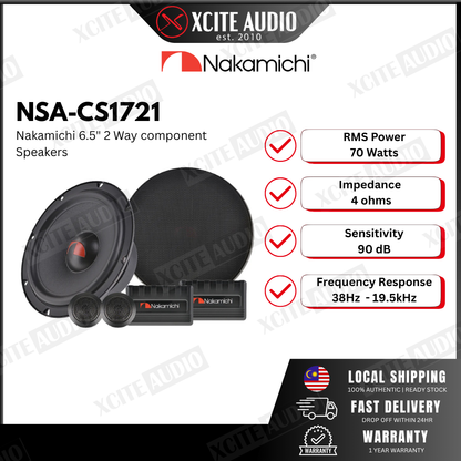 Nakamichi NSA-CS1721 6.5" 2-Way Component Car Speakers