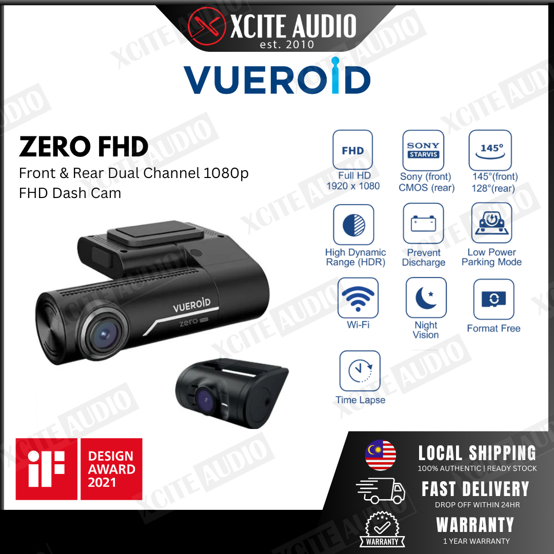 Vueroid ZERO FHD 1080P Front & Rear DUAL DASHCAM WITH WiFi Car Camera Recorder Car Cam Kamera Kereta