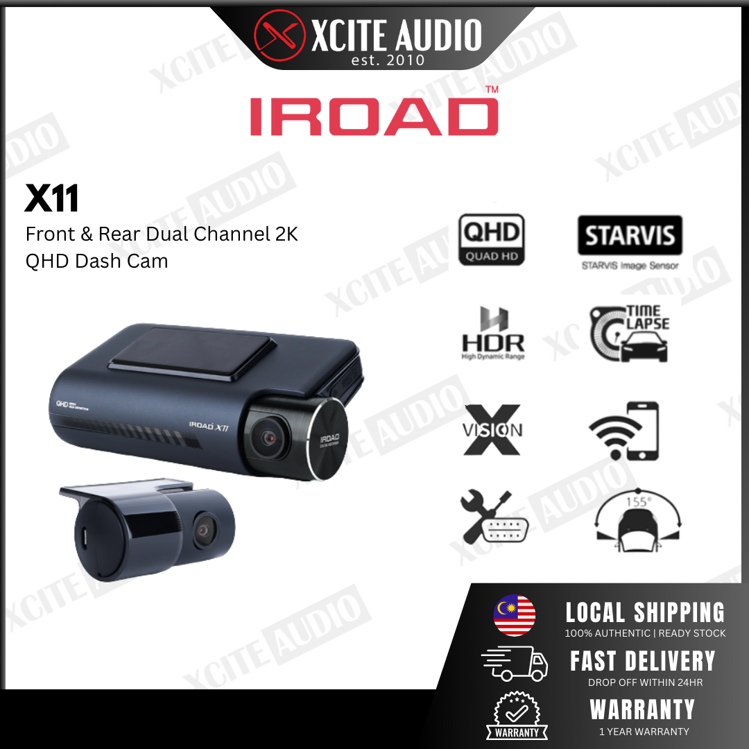 IROAD X11 QHD Dual Channel Front & Rear DashCam Night Vision ADAS App Control Car Camera Driving Recorder