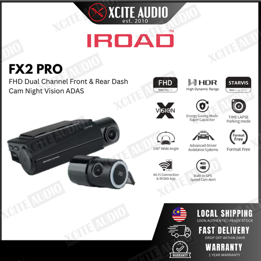 IROAD FX2 Pro FHD Dual Channel Front & Rear DashCam Night Vision ADAS App Control Car Camera Driving Recorder