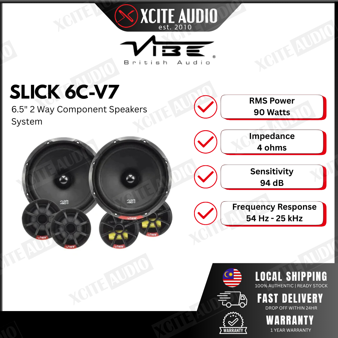 VIBE SLICK6C-V7 | Slick Series 6.5" Car Component Speakers (94db High Sensitivity)