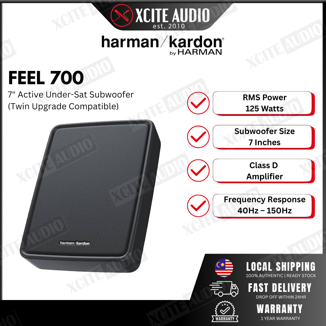 harman/kardon Feel 700 | Slim Active Underseat Subwoofer | Dual Upgrade Capable | 125 Watt RMS