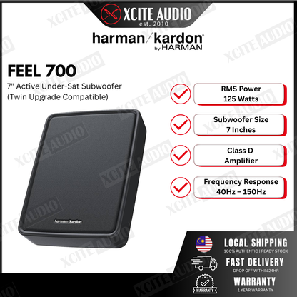 harman/kardon Feel 700 | Slim Active Underseat Subwoofer | Dual Upgrade Capable | 125 Watt RMS