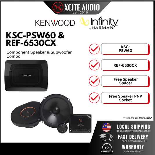 MID YEAR SALE! 6.5inch 2-way Component Speaker System with Active Compact Subwoofer Bundle Package