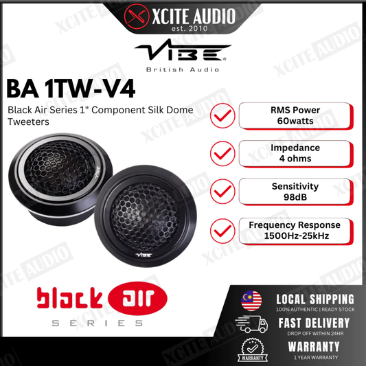 VIBE BA1TW‑V4 - Black Air Series 1″ Silk Dome Component Car Tweeters