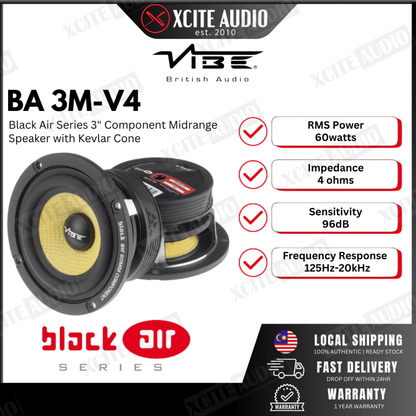 VIBE BA3M‑V4 - Black Air Series 3.0″ Car Midrange Speakers