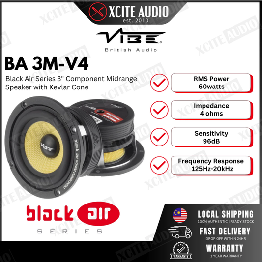 VIBE BA3M‑V4 - Black Air Series 3.0″ Car Midrange Speakers