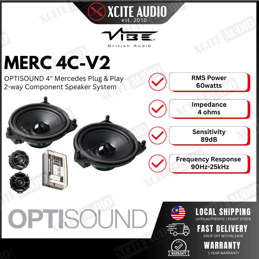 VIBE MERC 4C-V2 - OPTISOUND 4" Mercedes Plug & Play 2-Way Component Speaker System