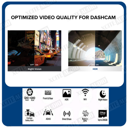 Vueroid D20-Q2 QHD Dual Dashcam with Wi-Fi & Smart ADAS Car Camera Car Recorder Kamera Kereta