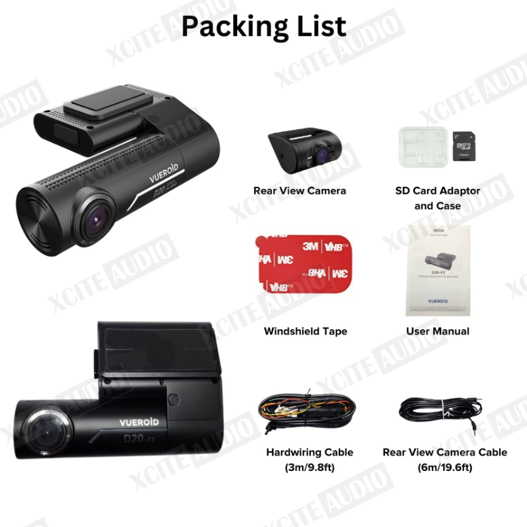 Vueroid D20-Q2 QHD Dual Dashcam with Wi-Fi & Smart ADAS Car Camera Car Recorder Kamera Kereta