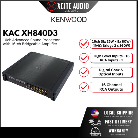 KENWOOD DSP KAC XH840D3 - 16IN/16OUT Fully Amplified Bridgeable Advanced High Power Car DSP Amplifier