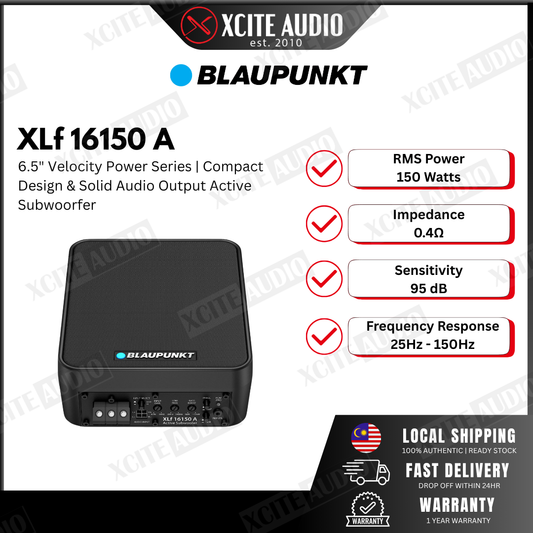 Blaupunkt XLf 16150 A Velocity Power Series 6.5" Active Subwoofer | Compact Design & Solid Audio Output