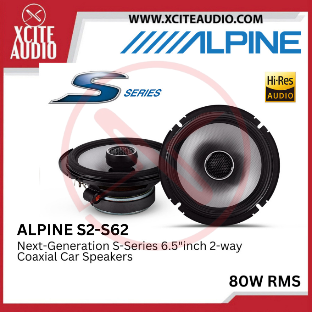 Alpine S2-S65 Next-Generation S-Series 6.5" inch 2-way coaxial car speakers