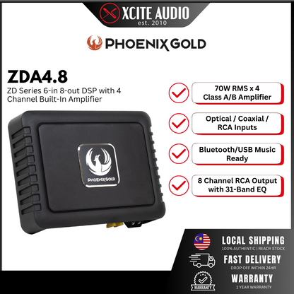 Phoenix Gold ZDA4.8 - ZD Series 8 Channel Car DSP with 4 Channel Built-In Amplifier