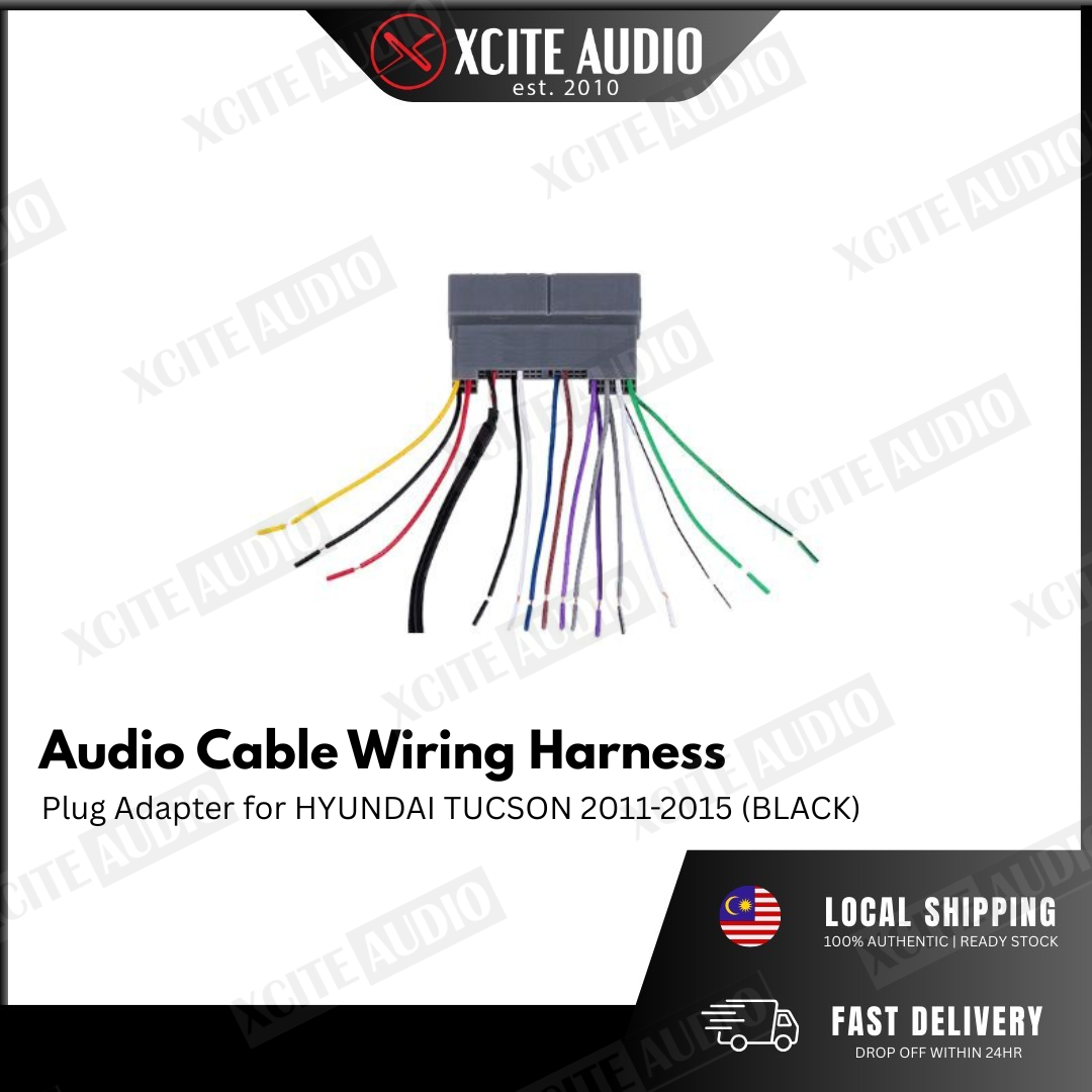 Audio Cable Wiring Harness Plug Adapter for HYUNDAI TUCSON 2011-2015 (BLACK)