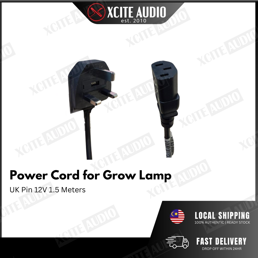 3 Pin UK Power Cord Cable for Power Supply, Grow Light, Monitor, Rice Cooker AC Adapter