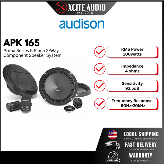 Audison Prima APK165 6.5" 2-Way 300W Peak Power 4 Ohms Component Car Speakers