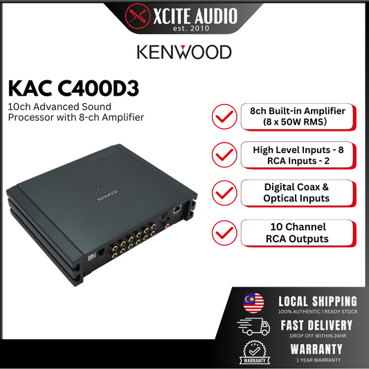 KENWOOD DSP KAC C400D3 - 8x10 Channel Advanced Car DSP Amplifier | 50W RMS X 8 | (8in-10out)