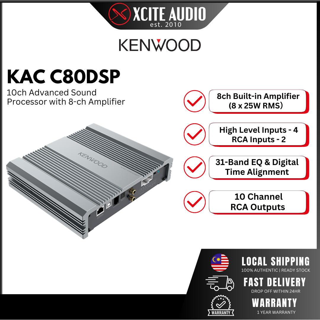 KENWOOD DSP KAC C80DSP - 8x10 Channel Advanced Car DSP Amplifier (4in-10out)