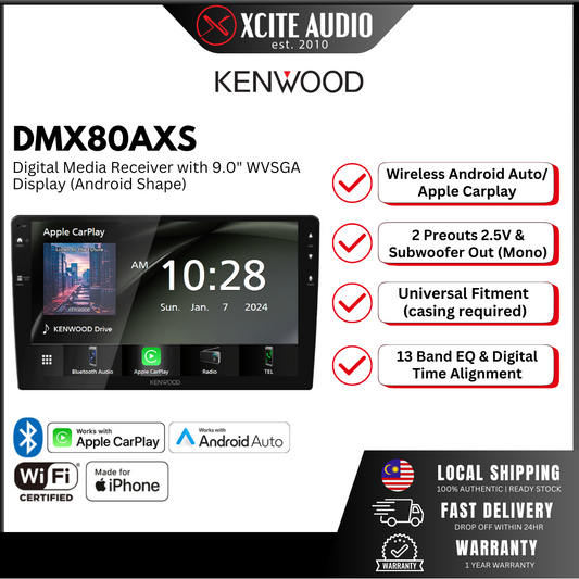 KENWOOD DMX80AXS - 9.0" WSVGA Capacitive Universal Size Car Digital Multimedia Receiver(Non-Android)