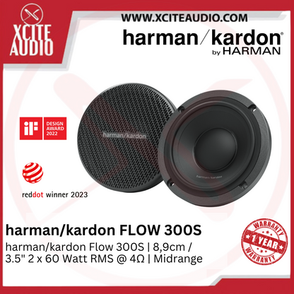 harman/kardon FLOW 300S | 3.5" Inch Car Component Midrange Speakers | 60watt RMS x 2 @4ohms