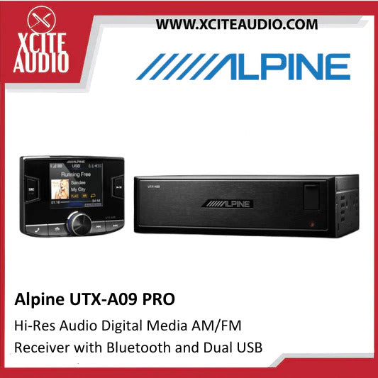 Alpine UTX-A09 PRO Hi-Res Audio Digital Media AM/FM Receiver with Bluetooth and Dual USB