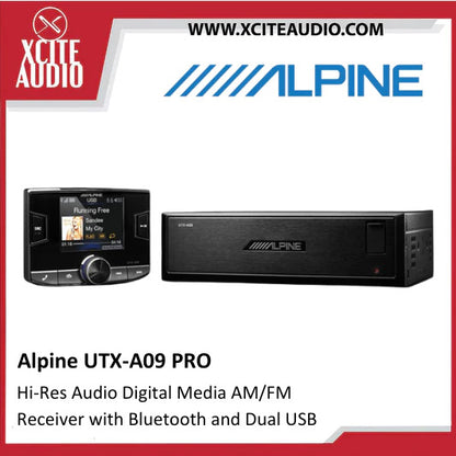Alpine UTX-A09 PRO Hi-Res Audio Digital Media AM/FM Receiver with Bluetooth and Dual USB