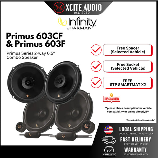 Infinity Primus 603CF & Primus 603F 6.5“ 2-way Component and Coaxial Car Speakers Bundle Package