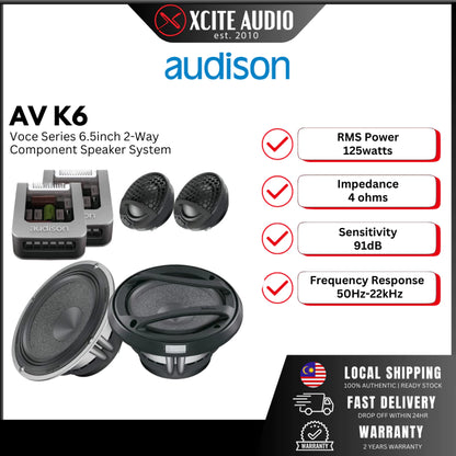 Audison Voce AV K6 6.5" 2-Way 250Watts 4 Ohms Component Car Speakers