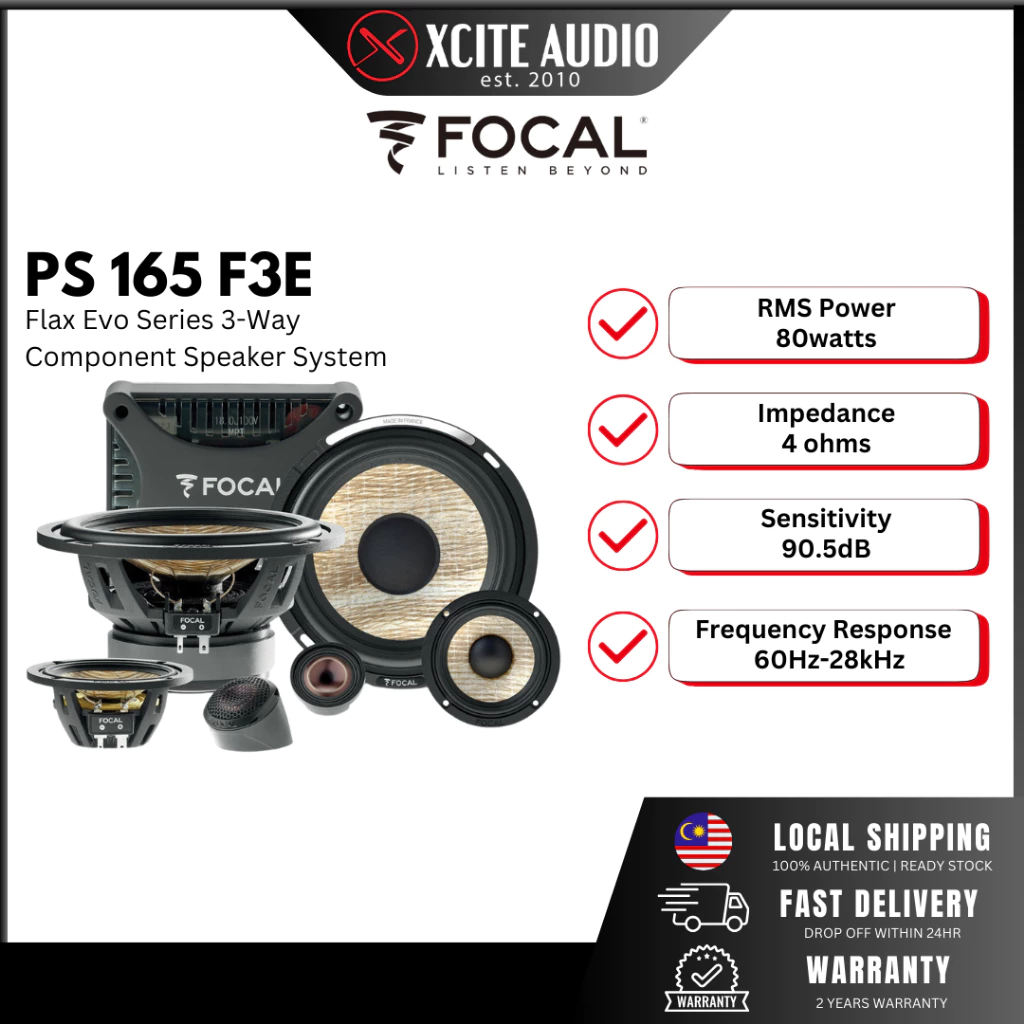 FOCAL PS 165 F3E - Flax Evo Series 3-Way Car Component Speaker System