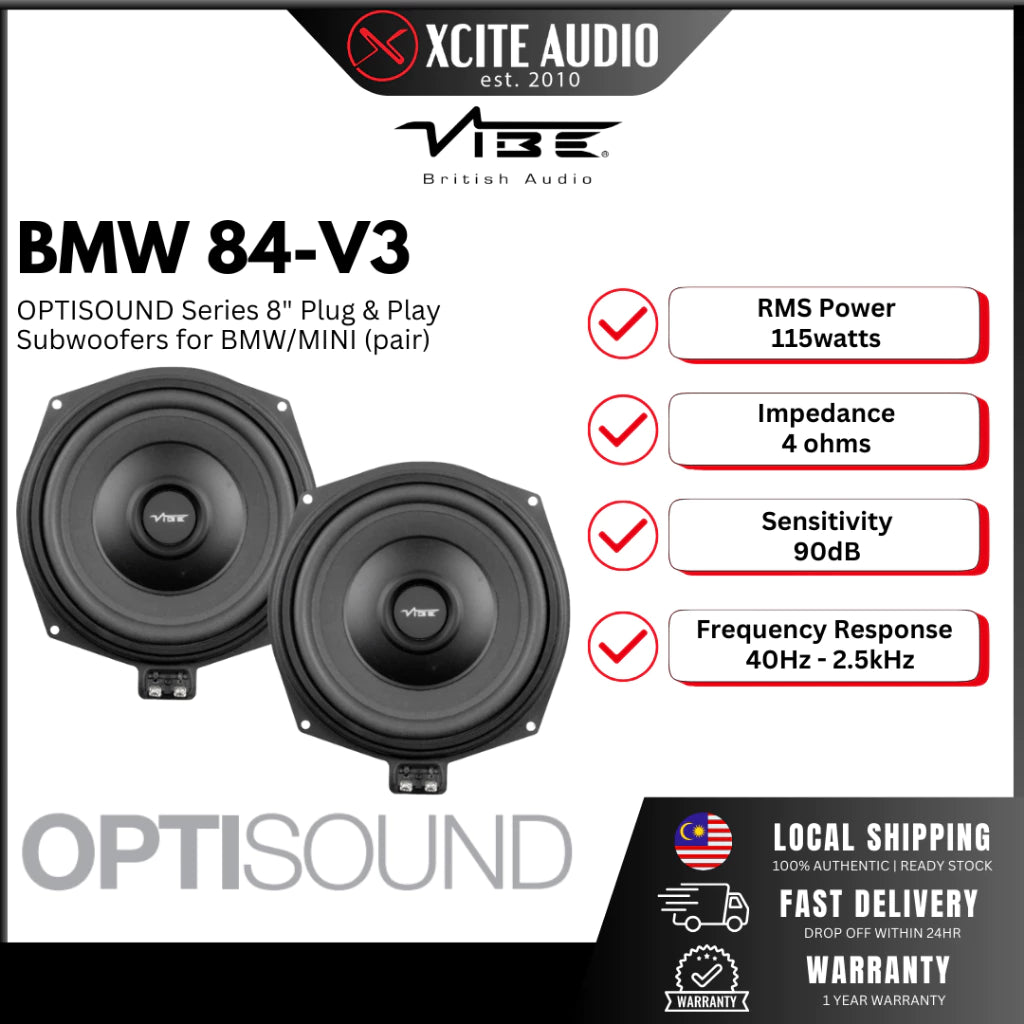 VIBE BMW 84-V3 - OPTISOUND Series 8inch Plug & Play Subwoofers for BMW/MINI (1 pair)