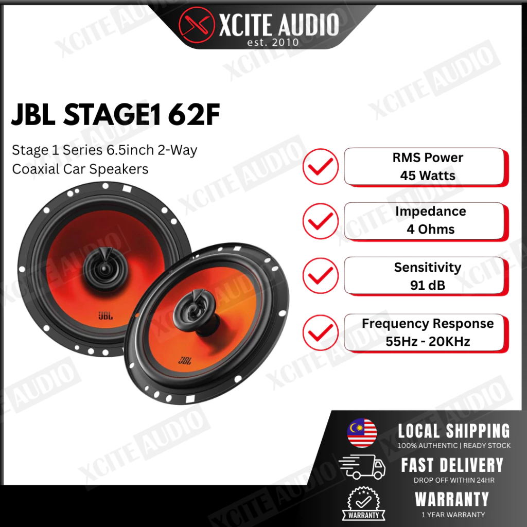 JBL STAGE 1 SERIES - 6.5" Car Loudspeakers | 62CF | 62F | Component & 2-way Coaxial