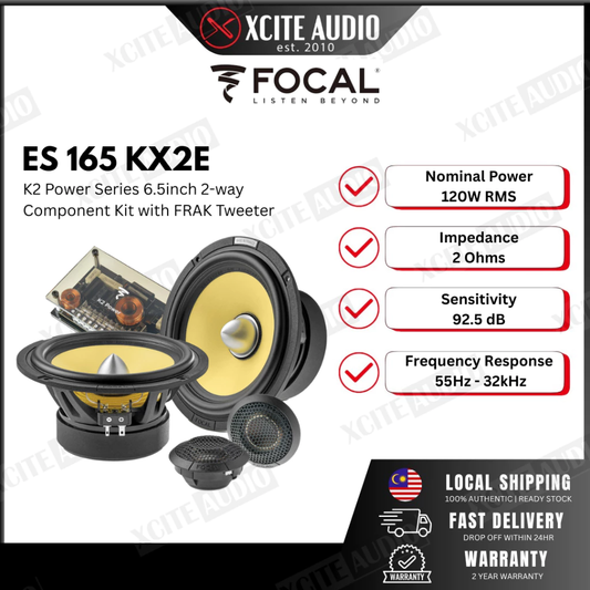 FOCAL ES 165 KX2E - K2 Power Series 6.5" 2-way Component Car Speaker System (2-OHMS with FRAK Tweeter)