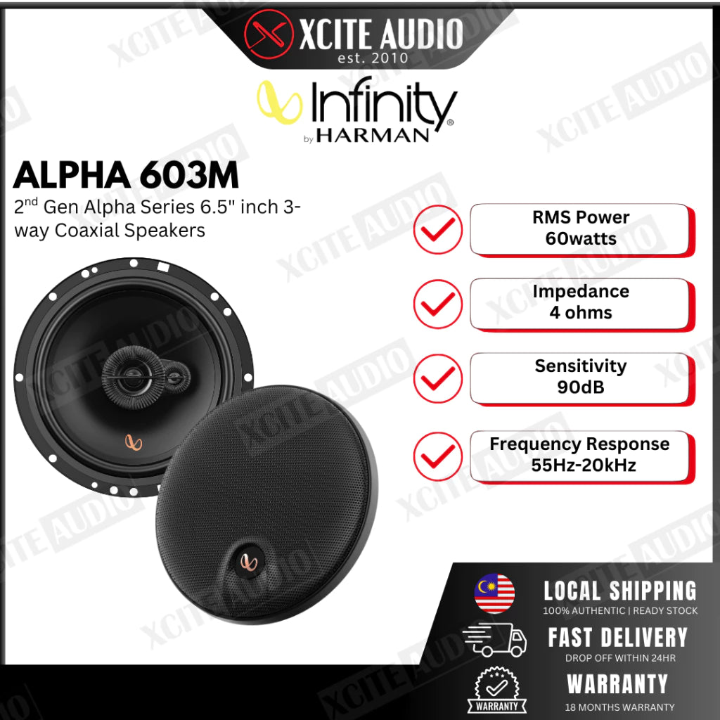 INFINITY ALPHA 603M - New Gen Alpha Series 6.5″ 3-Way Coaxial Speakers