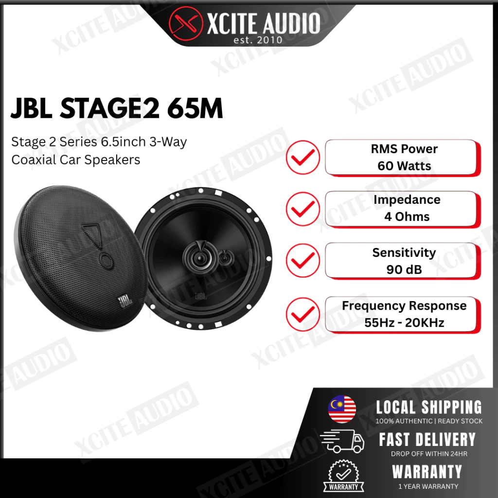 JBL STAGE 2 SERIES - Universal Car Loudspeakers | 65CF | 65F | 65M | Component & Coaxial